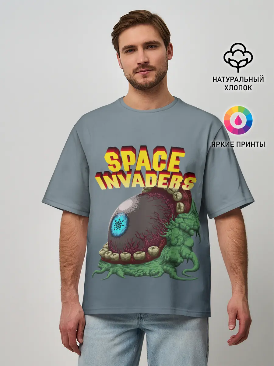 Мужская футболка оверсайз / Boss | Space Invaders | Old game