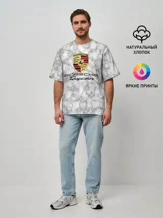 Мужская футболка оверсайз / [Porsche Taycan] - Как у Литвина