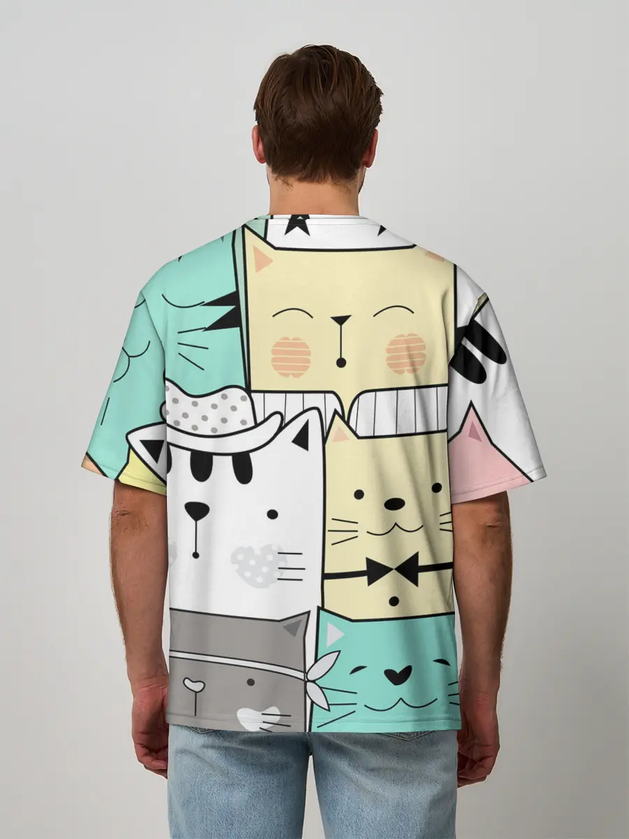 Мужская футболка оверсайз / ДЕЛОВЫЕ КОТЕЙКИ | ЛЮБЛЮ КОТОВ