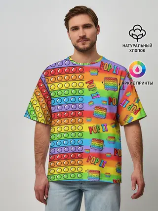 Мужская футболка оверсайз / POP IT СМАЙЛЫ