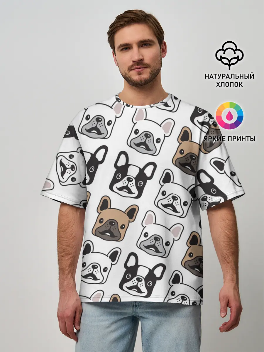 Мужская футболка оверсайз / БОСТОН ТЕРЬЕР | BOSTON TERRIER