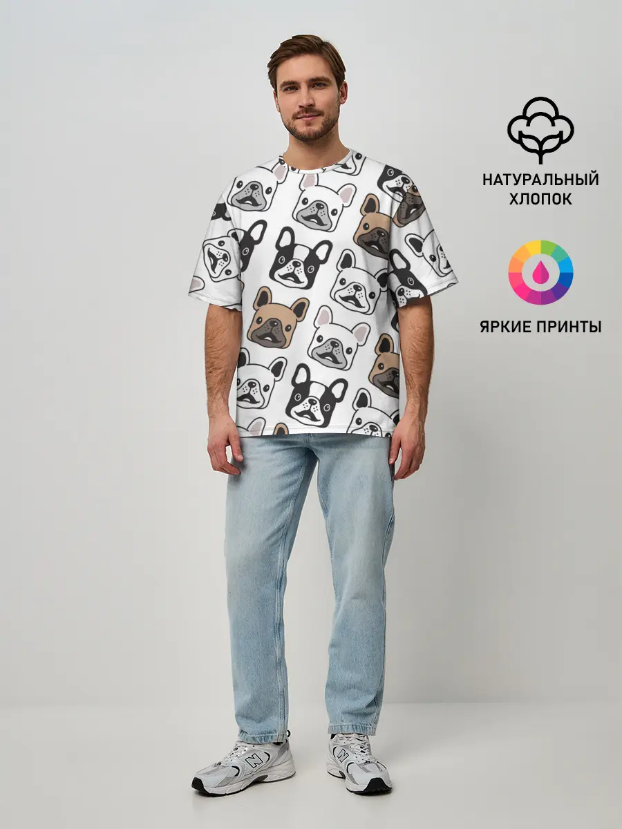 Мужская футболка оверсайз / БОСТОН ТЕРЬЕР | BOSTON TERRIER