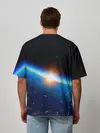 Мужская футболка оверсайз / КОСМИЧЕСКИЙ РАССВЕТ 3D