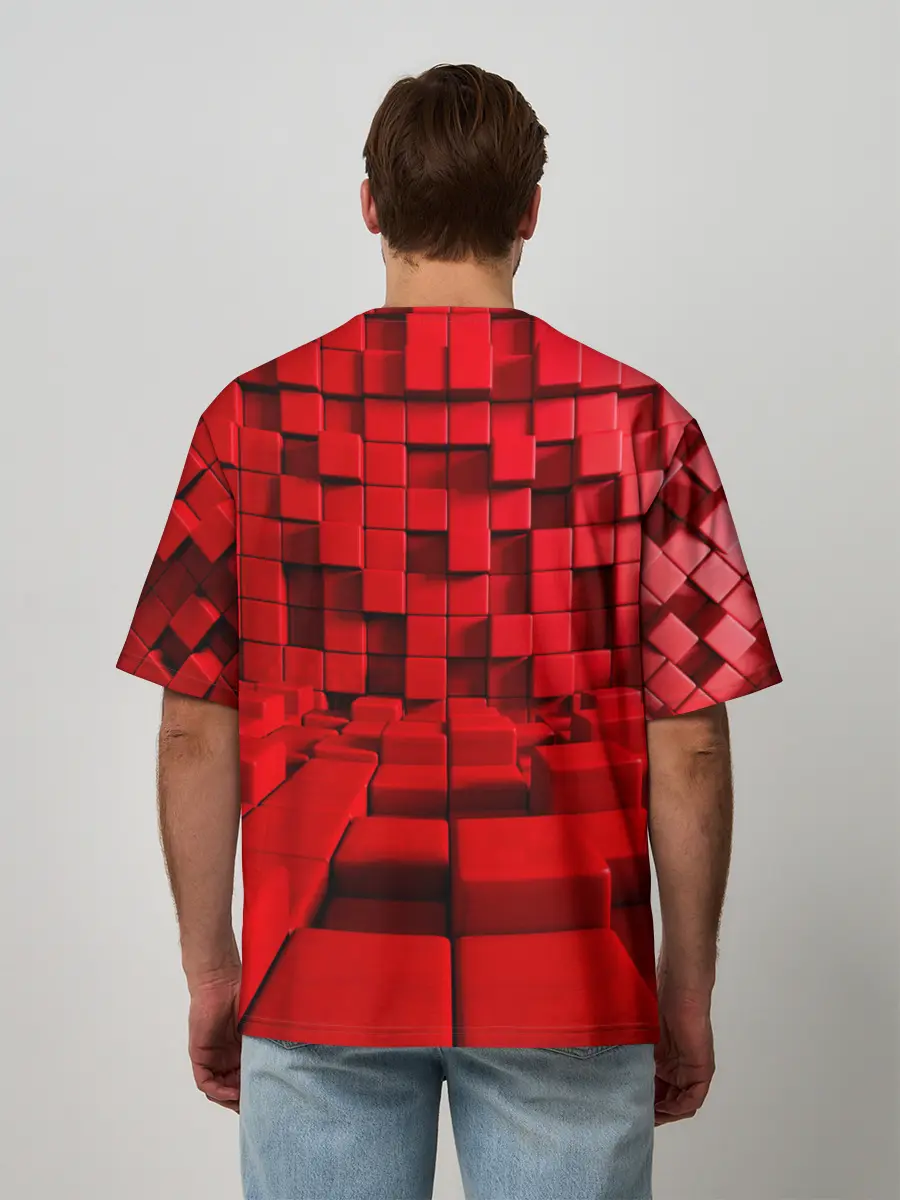 Мужская футболка оверсайз / 3D кубики