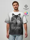 Мужская футболка оверсайз / ЛЕС МОЙ ХРАМ / ВОЛК