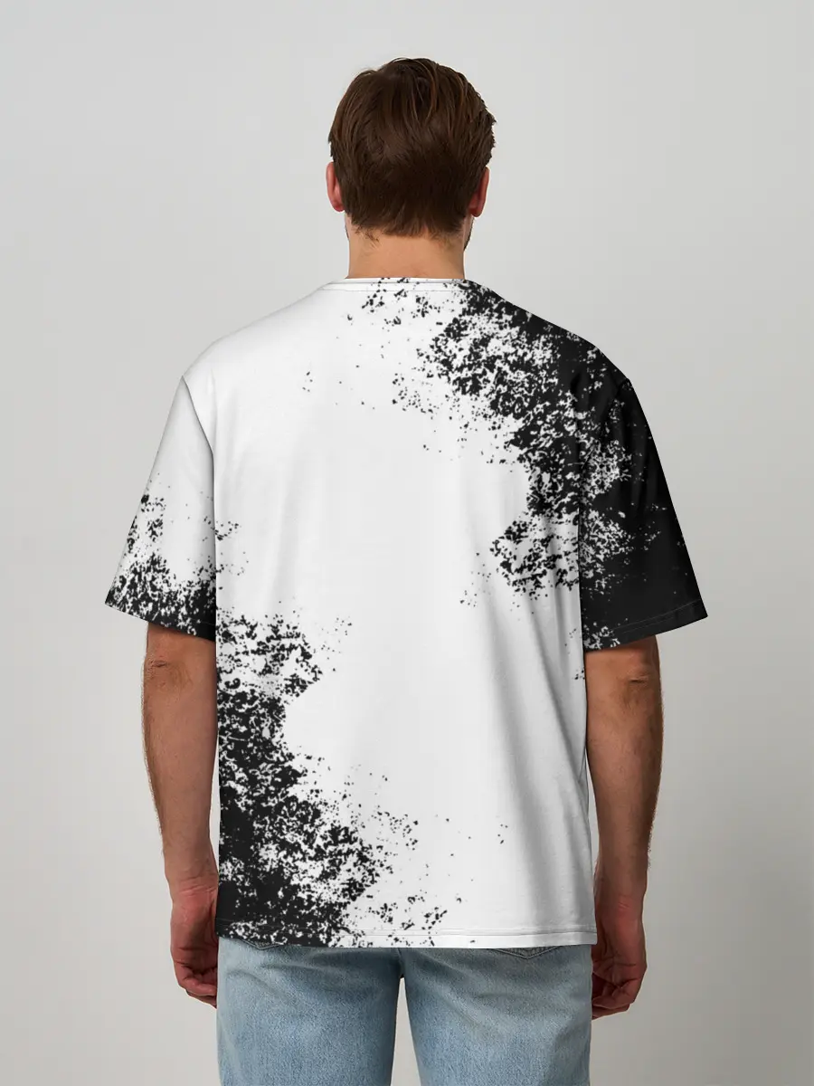 Мужская футболка оверсайз / BMW | БМВ РАЗРЕЗАННОЕ ЛОГО