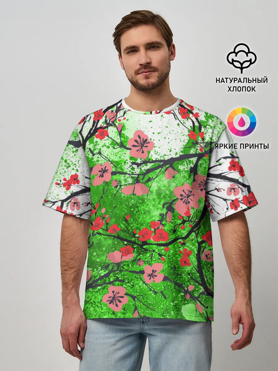 Мужская футболка оверсайз / Сакура | Sakura