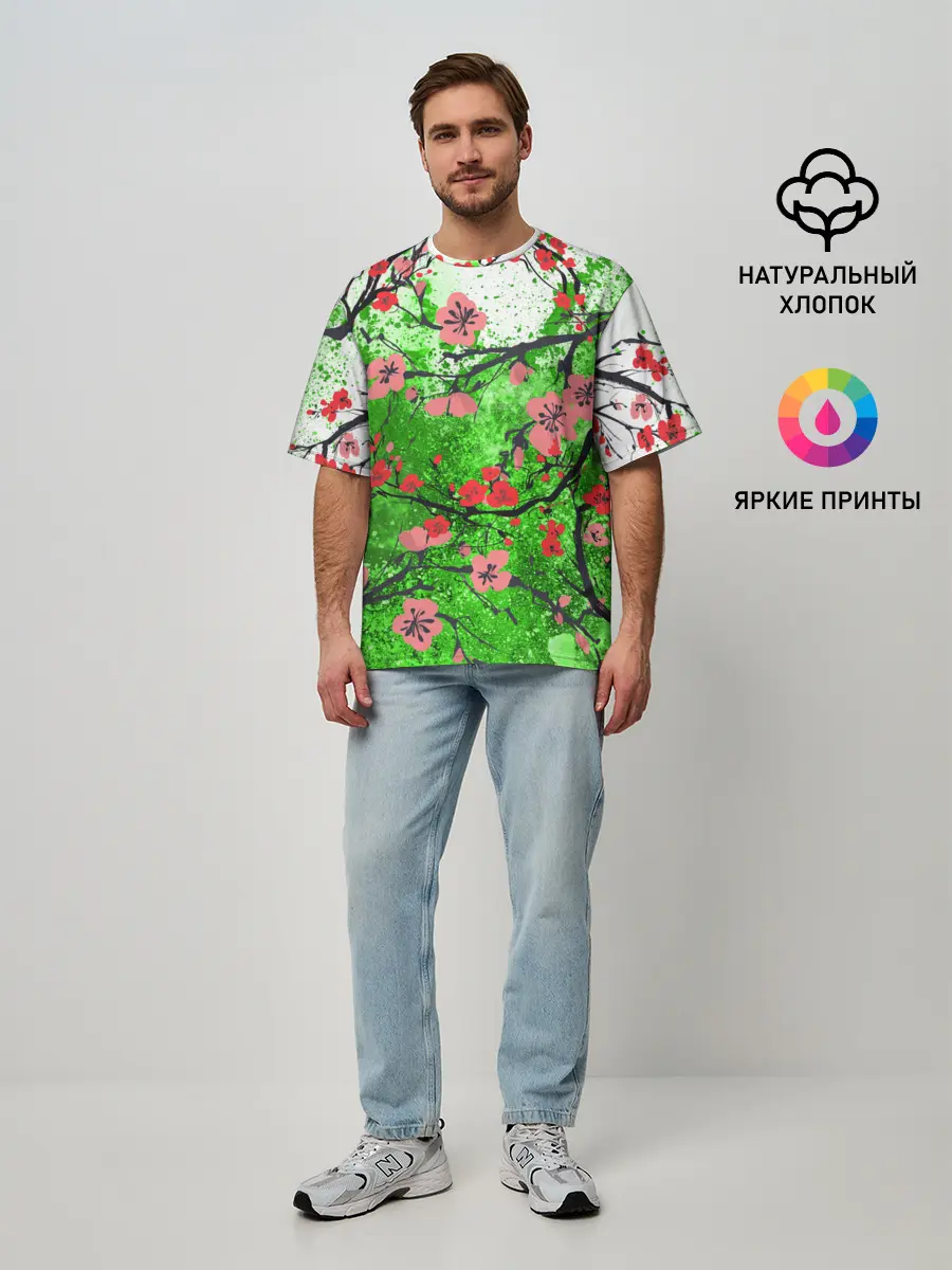 Мужская футболка оверсайз / Сакура | Sakura