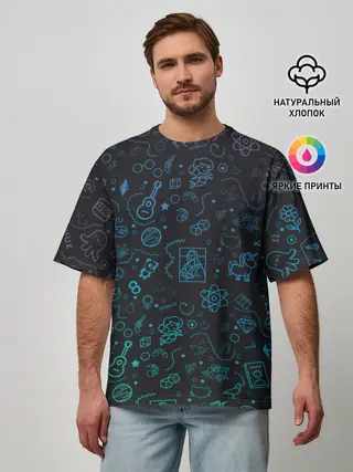 Мужская футболка оверсайз / Смайлы.