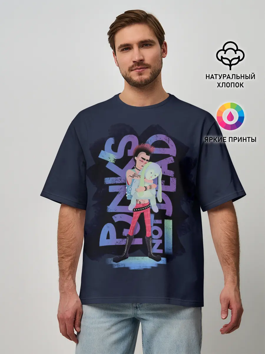 Мужская футболка оверсайз / Punk whith toy