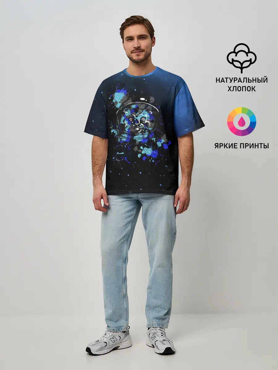 Мужская футболка оверсайз / Космический кот