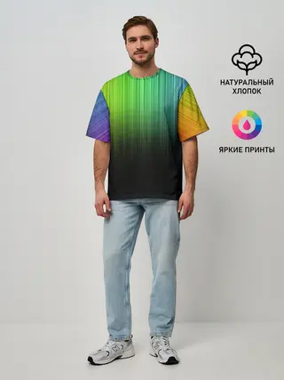 Мужская футболка оверсайз / Неоновый Свет