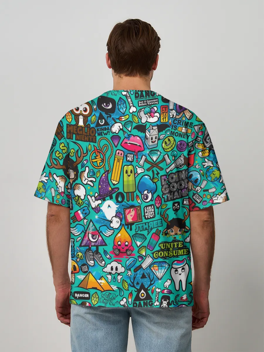 Мужская футболка оверсайз / стикербомбинг