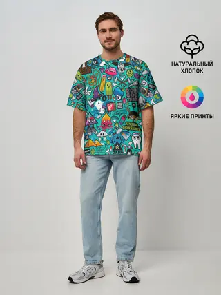 Мужская футболка оверсайз / стикербомбинг