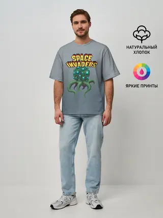 Мужская футболка оверсайз / Space Invaders | Old game