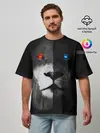 Мужская футболка оверсайз / ЛЕВ - НЕОНОВЫЕ ГЛАЗА