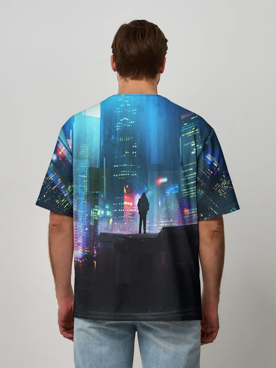 Мужская футболка оверсайз / CITY NEON