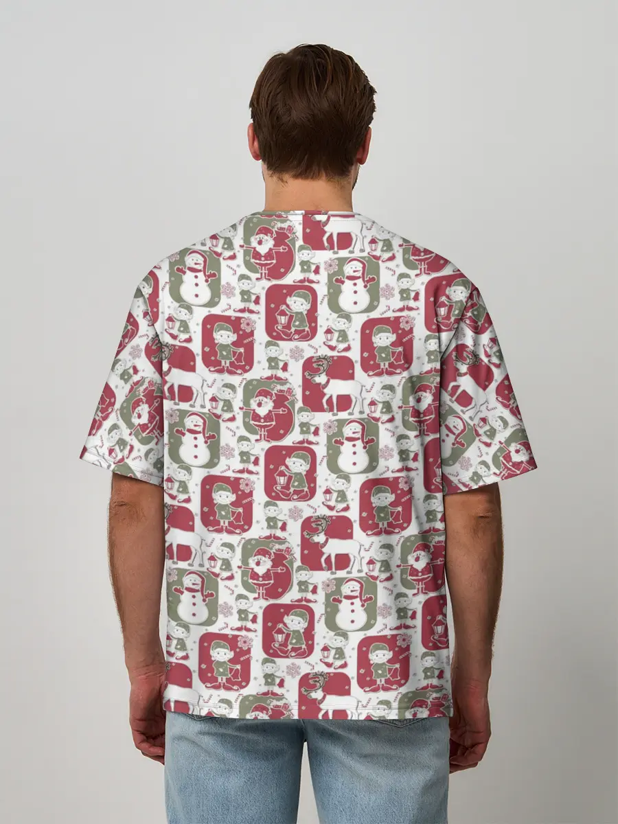 Мужская футболка оверсайз / Санта везёт подарки