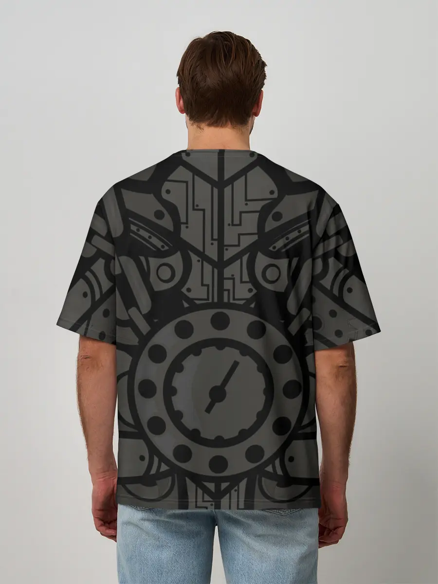 Мужская футболка оверсайз / Стимпанк Скелет