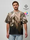 Мужская футболка оверсайз / Бежево-коричневая мозаика