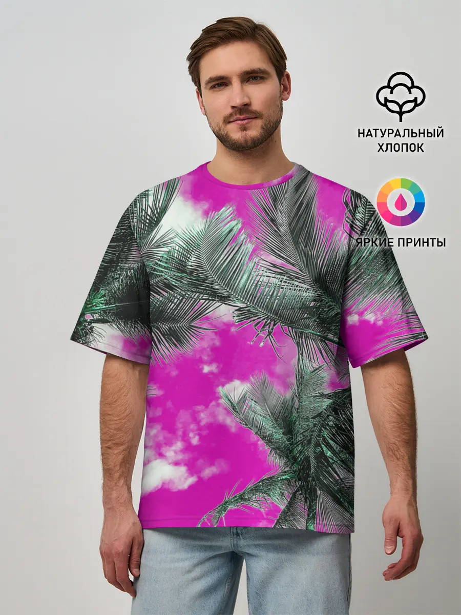 Мужская футболка оверсайз / Palms Glitch