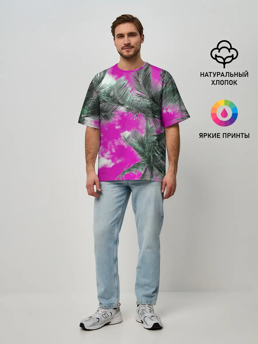 Мужская футболка оверсайз / Palms Glitch