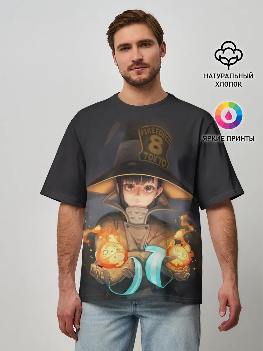 Мужская футболка оверсайз / enenno shouboutai Fire Force