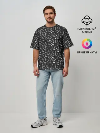 Мужская футболка оверсайз / Ноты
