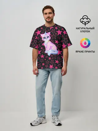 Мужская футболка оверсайз / Cat Unicorn | Кот Единорог
