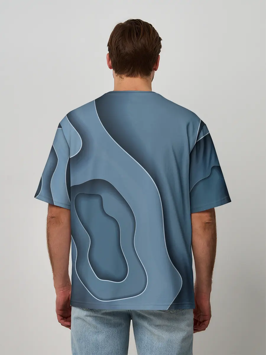 Мужская футболка оверсайз / Абстракция бумажные волны