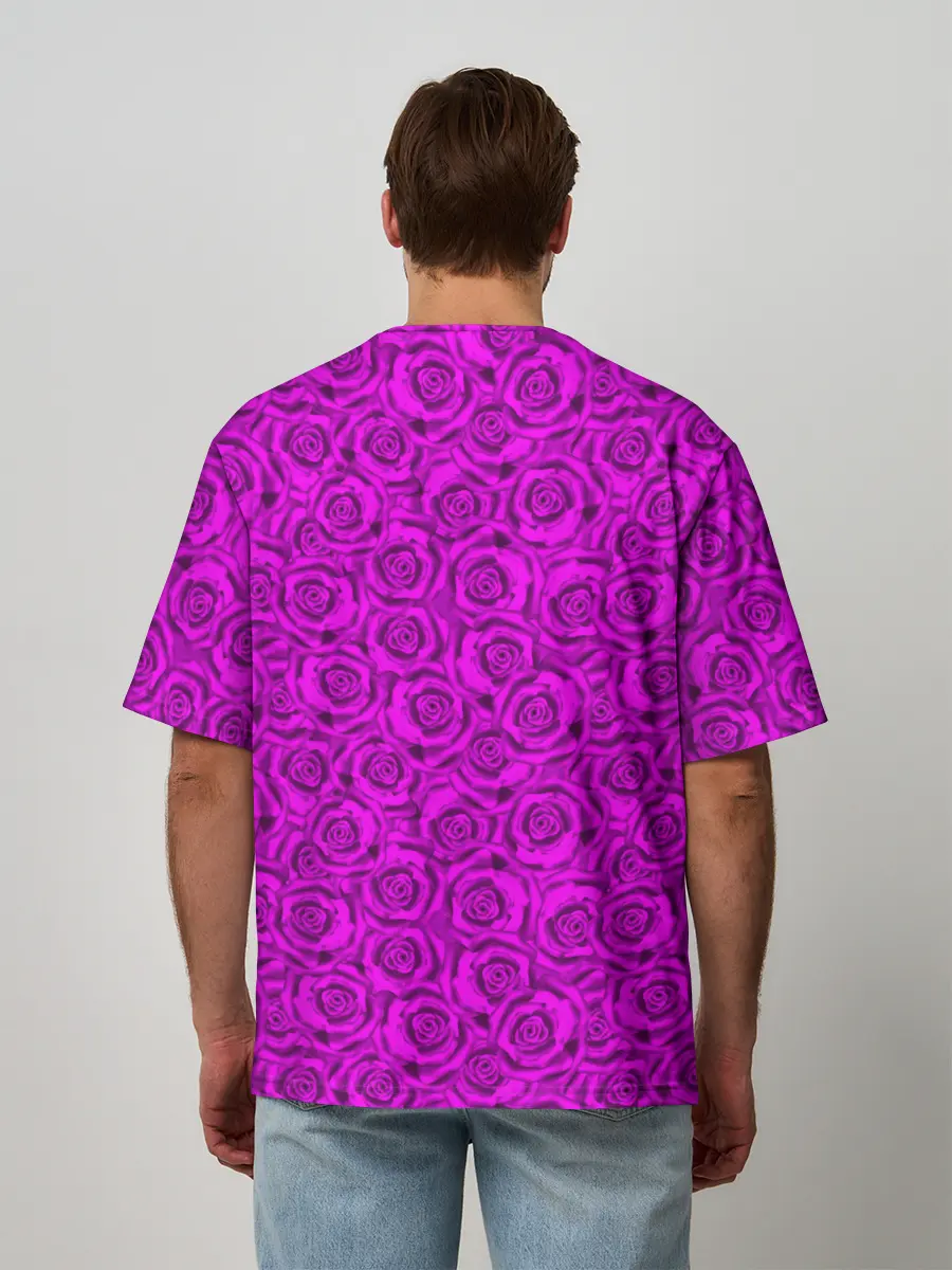 Мужская футболка оверсайз / Яркий цветочный неоновый узор