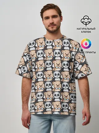 Мужская футболка оверсайз / МИШКИ