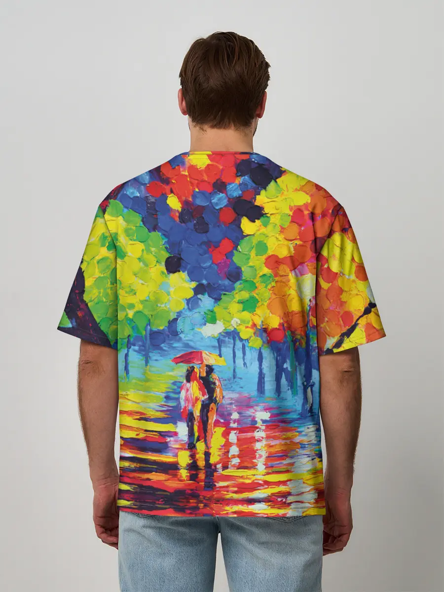 Мужская футболка оверсайз / Осенний бульвар