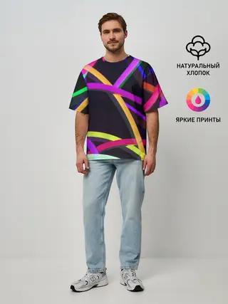 Мужская футболка оверсайз / Светящиеся полосы