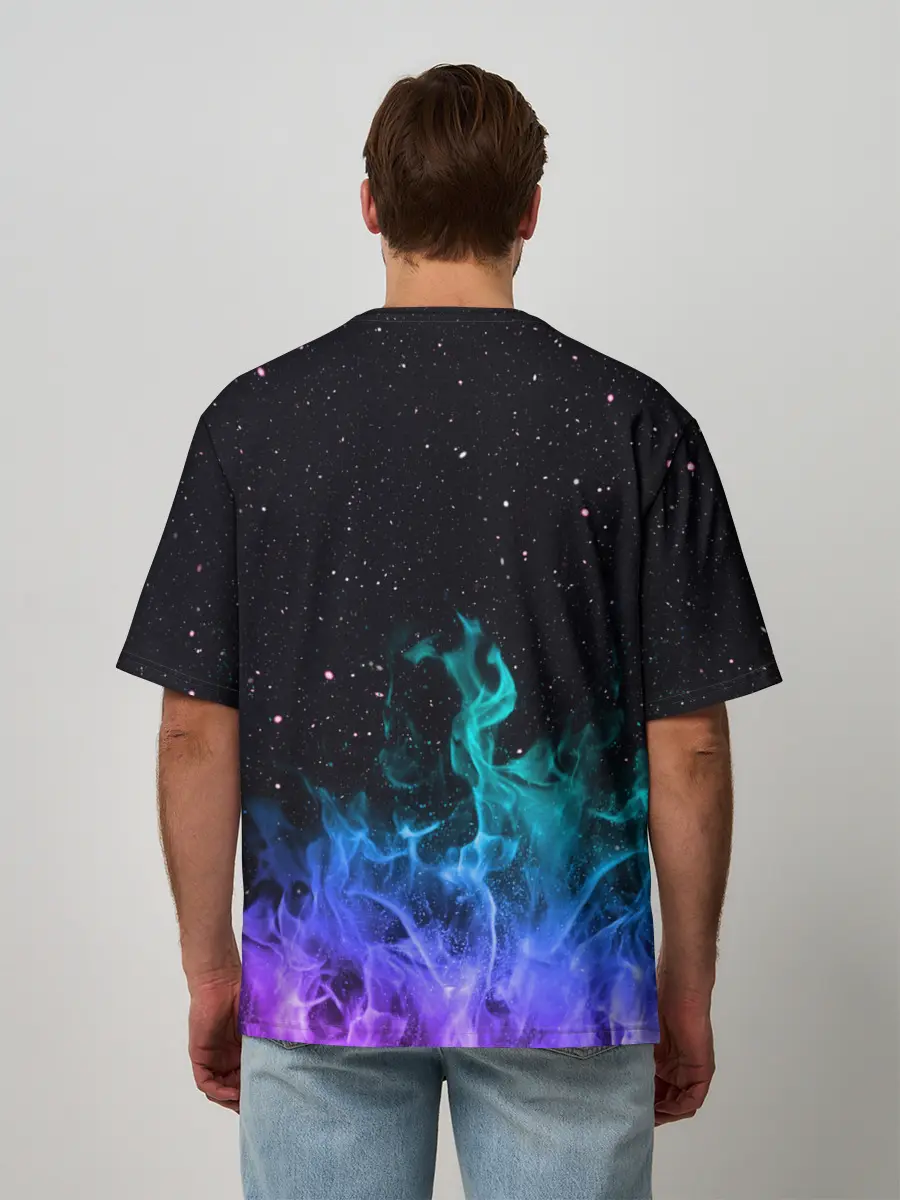 Мужская футболка оверсайз / Перламутровый огонь