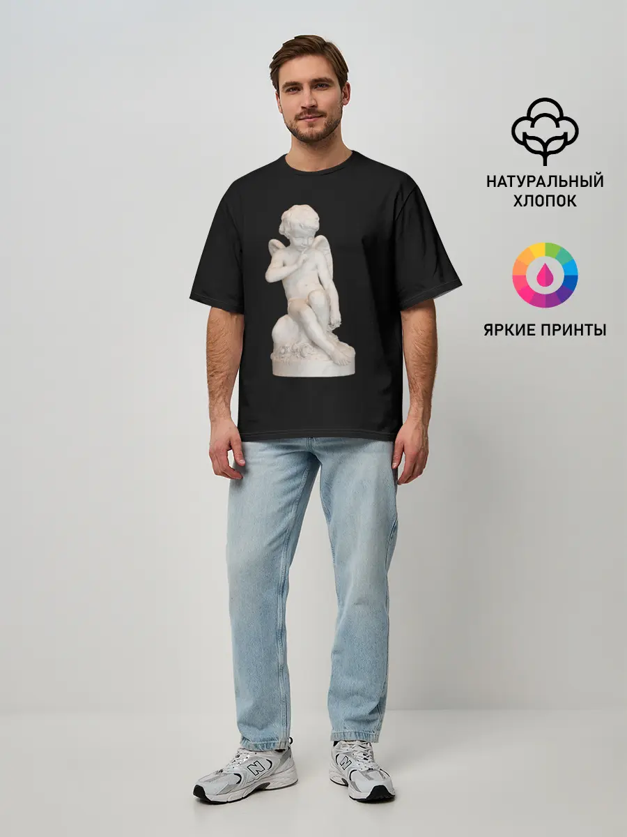 Мужская футболка оверсайз / Амур Купидон грозящий