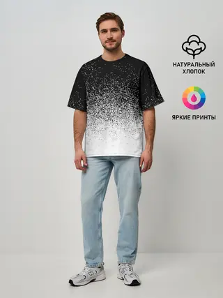 Мужская футболка оверсайз / BLACK AND WHITE ABSTRACTION