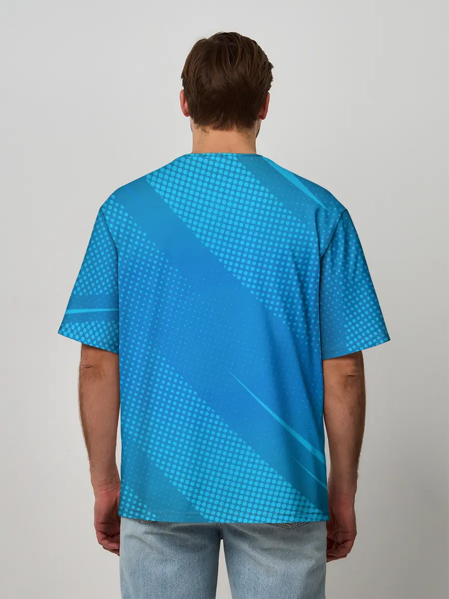 Мужская футболка оверсайз / Initial D машина на голубом фоне