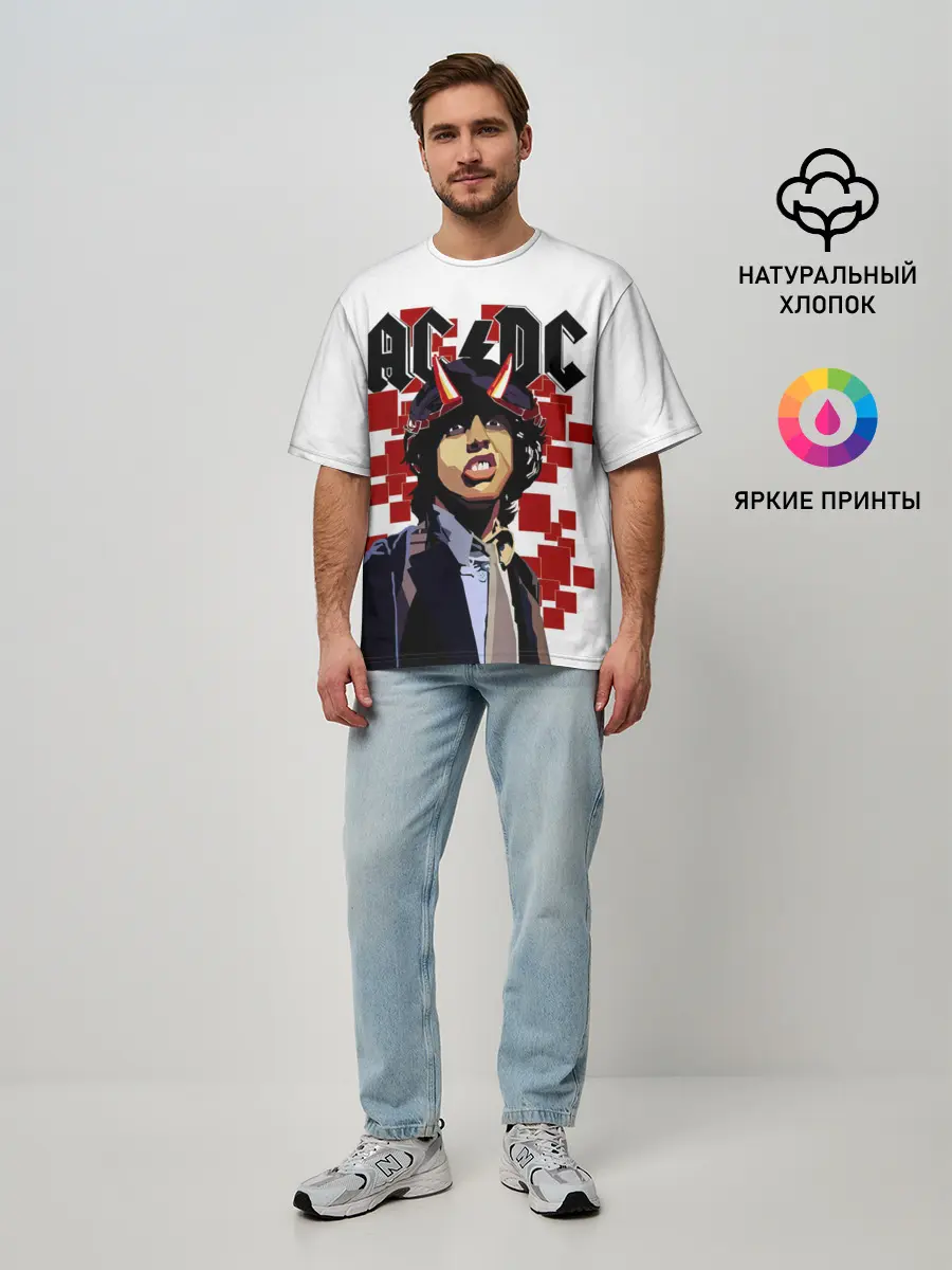Мужская футболка оверсайз / AC/DC Ангус Янг