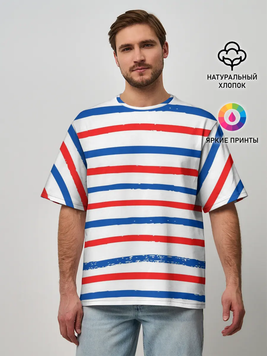 Мужская футболка оверсайз / Морская полоска