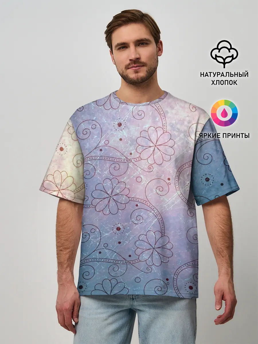 Мужская футболка оверсайз / Нежные цвета