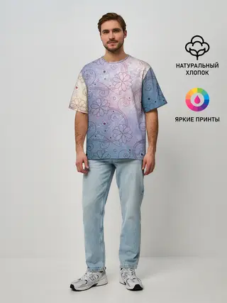 Мужская футболка оверсайз / Нежные цвета