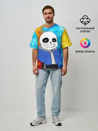 Мужская футболка оверсайз / Sans | Огни