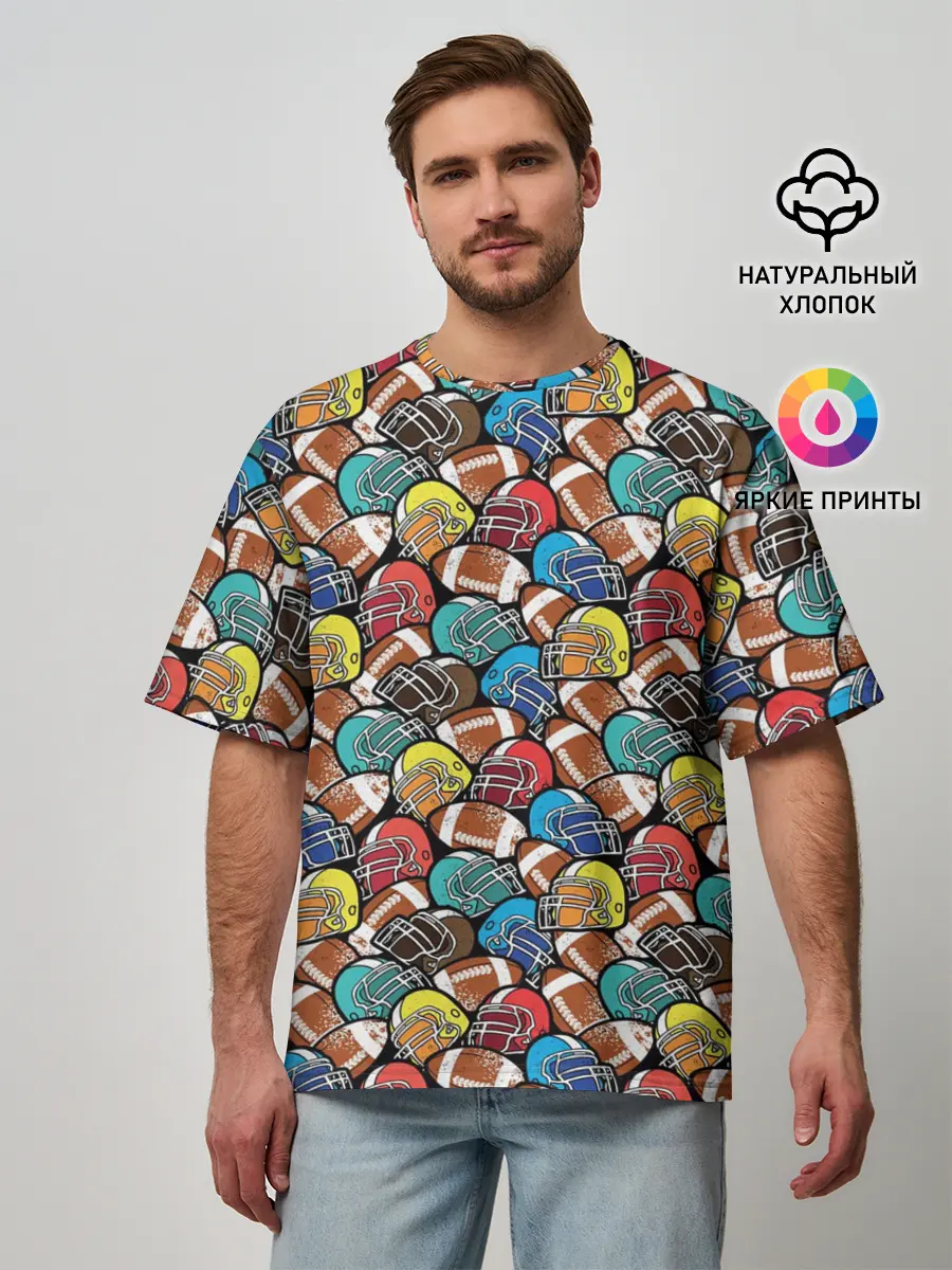 Мужская футболка оверсайз / Американский Футбол