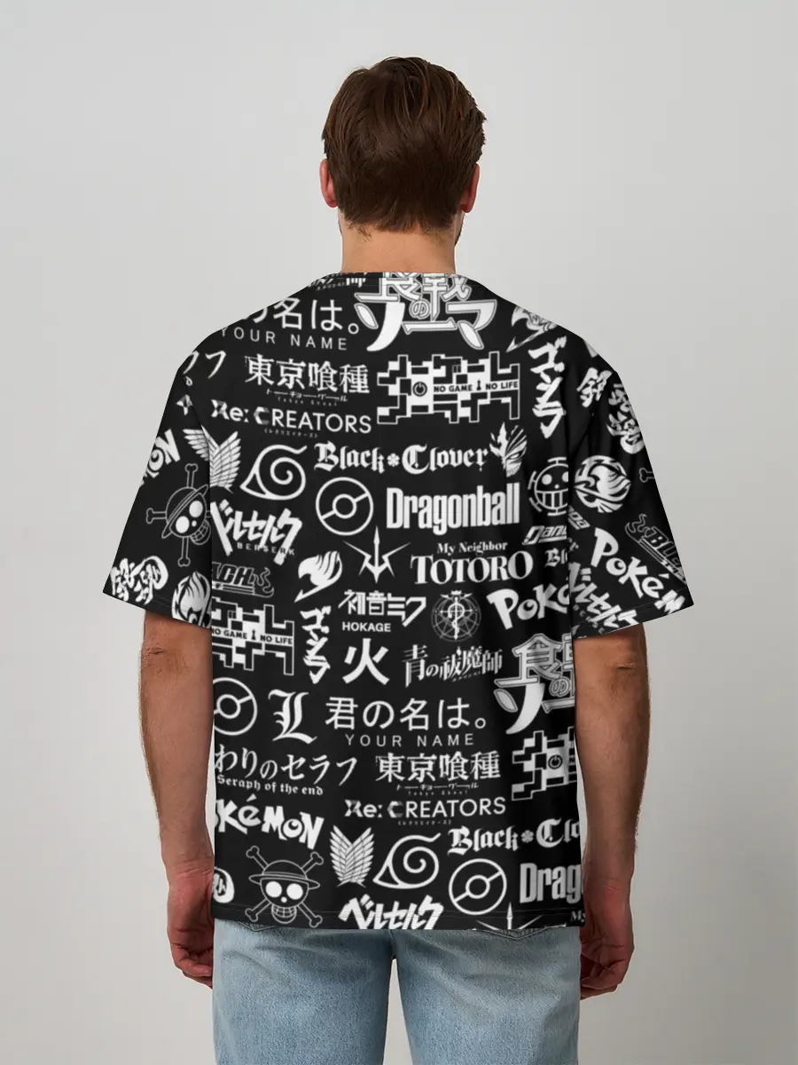 Мужская футболка оверсайз / ЛОГО АНИМЕ МУЛЬТФИЛЬМОВ