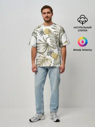 Мужская футболка оверсайз / Тропики хаки