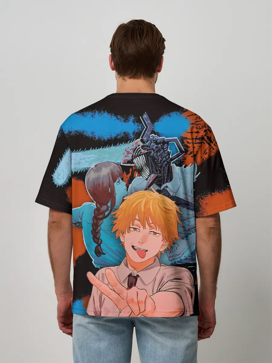 Мужская футболка оверсайз / Дэндзи и Макима