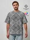 Мужская футболка оверсайз / Черно-белый орнамент