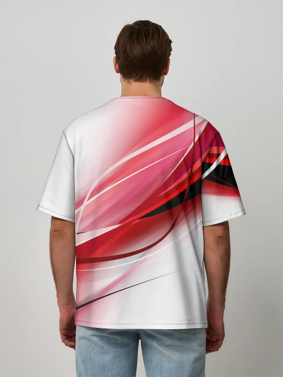 Мужская футболка оверсайз / Красная линия