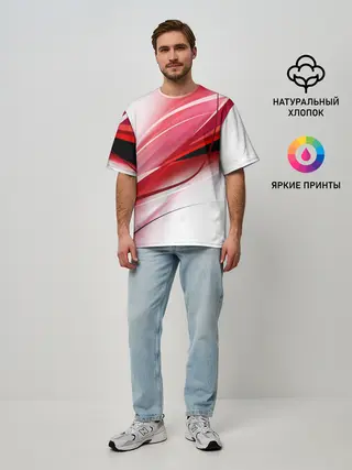Мужская футболка оверсайз / Красная линия